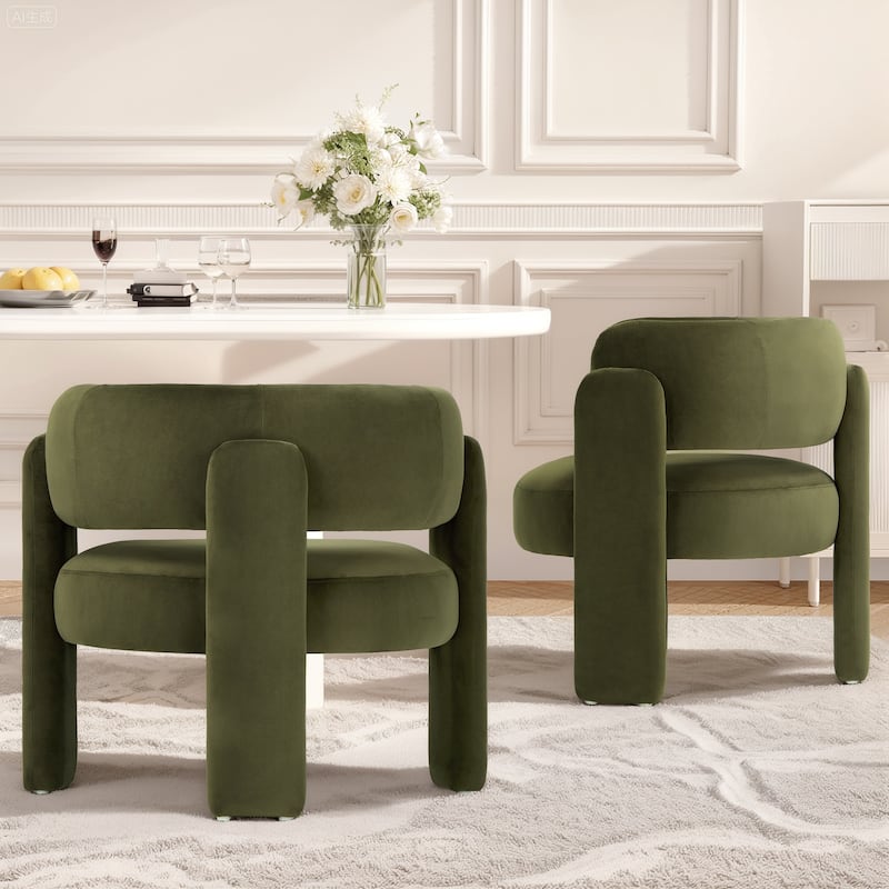 RENEWLINE Modern Velvet Barrel Accent Chair - 3-Leg Design for Living Room, Bedroom
