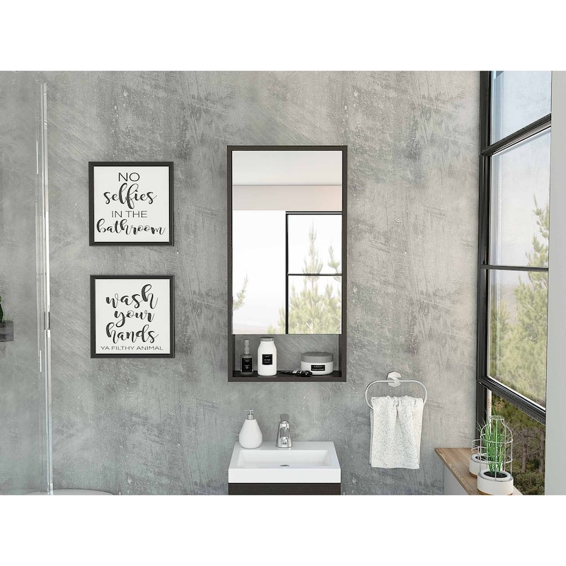 Burlington Rectangle Medicine Cabinet with Mirror - Black