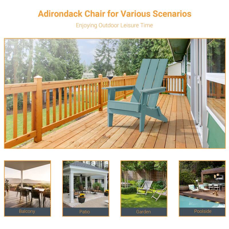 LIVOOSUN Foldable Adirondack Chair,Outdoor Wood-Grain Chair
