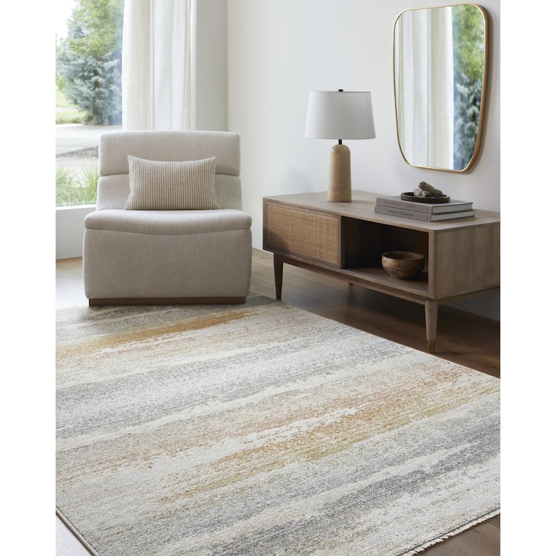 Livabliss Rojin Casual Abstract Area Rug - Mustard/Light Slate - 9' x 12' 7"
