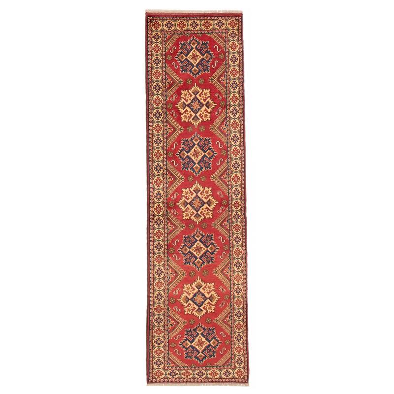 ECARPETGALLERY Hand-knotted Kargahi Red Wool Rug - 2'9 x 9'10 - Red - 2'9 x 9'10