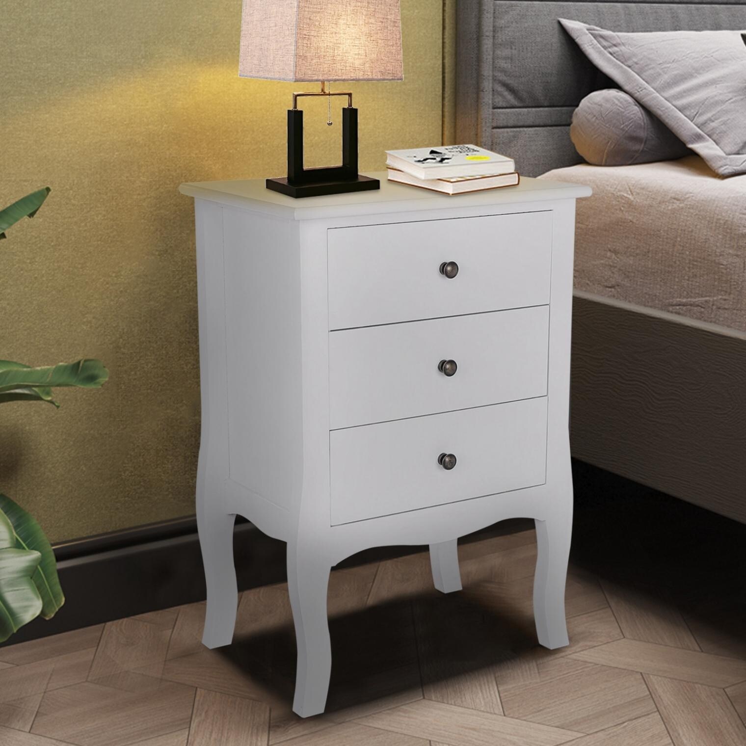 Details about   3-Drawer Nightstand for Bedrooms Wood End Table Accent Table Home Storage 