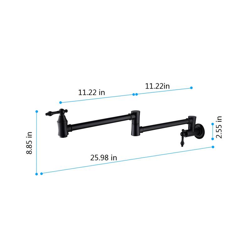METAL Wall Mount Pot Filler Faucet in Matte Black