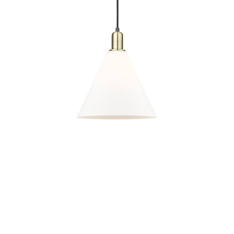Innovations Lighting 716-1P-14-12 Berkshire Glass Pendant Berkshire - Black Antique Brass / Matte White