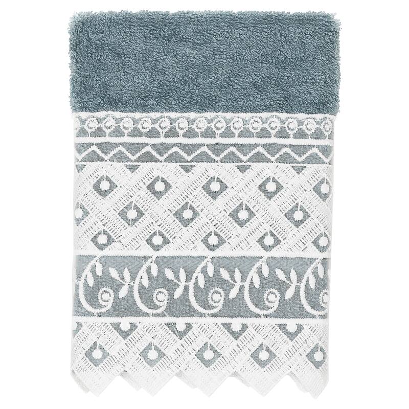 Authentic Hotel and Spa 100% Turkish Cotton Aiden 3PC White Lace Embellished Towel Set