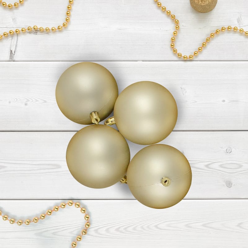 32ct Champagne Gold Shatterproof Matte Christmas Ball Ornaments 3.25"