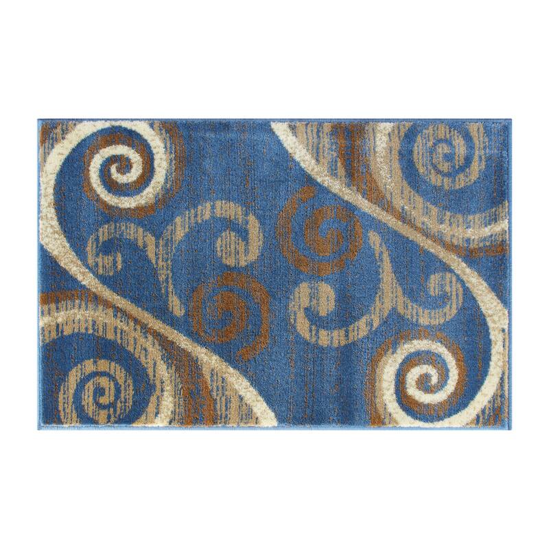 Modern Distressed Swirl Abstract Style Indoor Area Rug