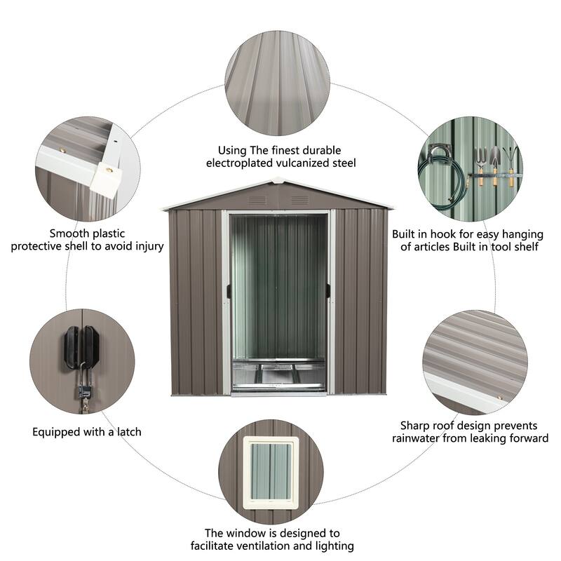 6 ft. W x 5 ft. D Gray Metal Storage Shed with Window and Lockable Door (30 sq. ft.)