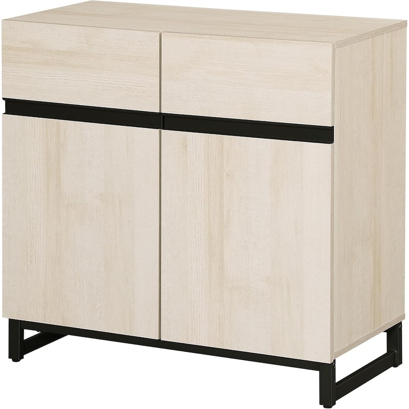 WAMPAT Storage Cabinet, Modern Sideboard with Adjustable Shelf and Metal Base
