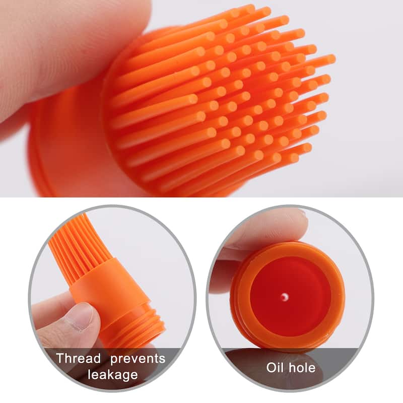 2 Pcs Household Flexible Oil Bottle Brush Heat Resistant Non-stick - Orange and Green - 2" x 4.5"(D*L)