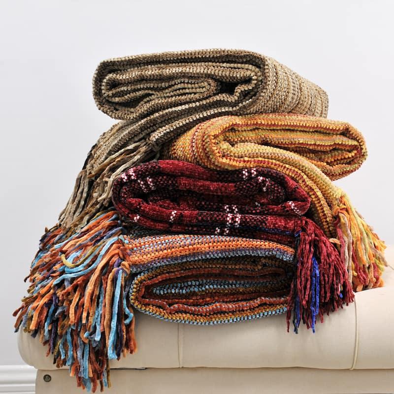 Multi Color Crystal Chenille Throw Blanket
