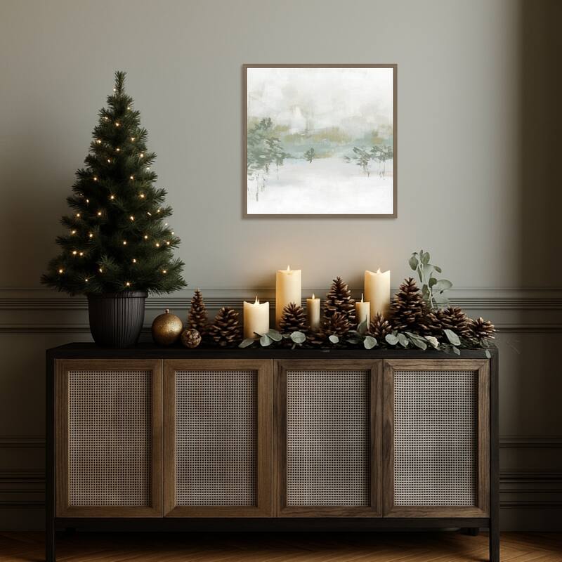 Winter Hillside I by June Erica Vess Framed Canvas Wall Art Print - Sylvie Dark Gold