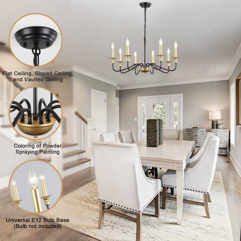 8-Light Rustic Candlestick Island Chandelier Linear Chandelier Lighting for Kitchen Island