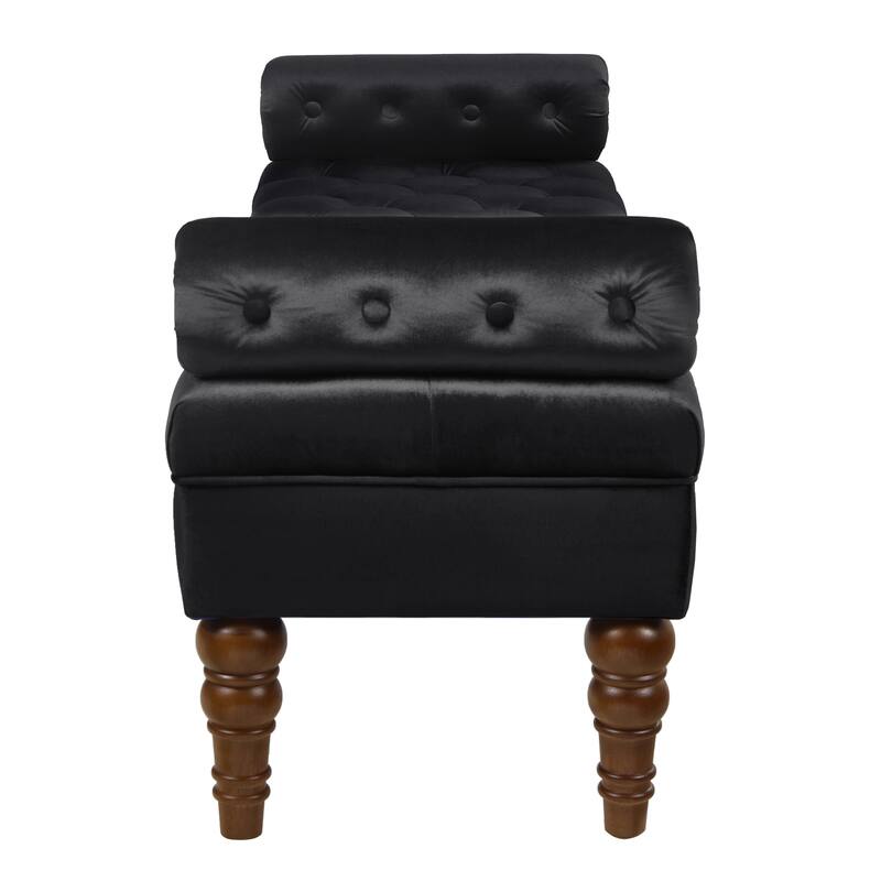 Velvet End of Bed Bench Hallway Bench Black Ottoman Bench for Bedroom, Simple Indoor Bench Leisure Bench