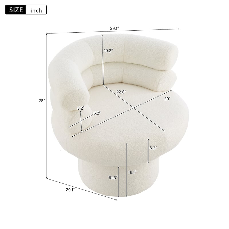 Christopher Knight Home - Swivel Bliss American Design Upholstered Round Swivel Barrel Chair with Teddy Fleece Fabric
