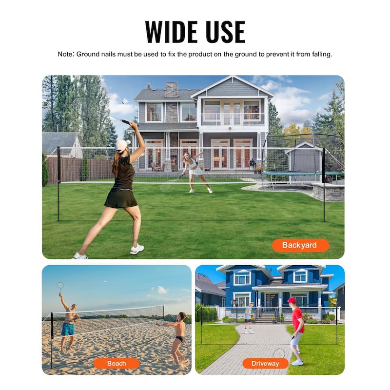 Portable Badminton Net Set with Rackets, Poles & Shuttlecocks