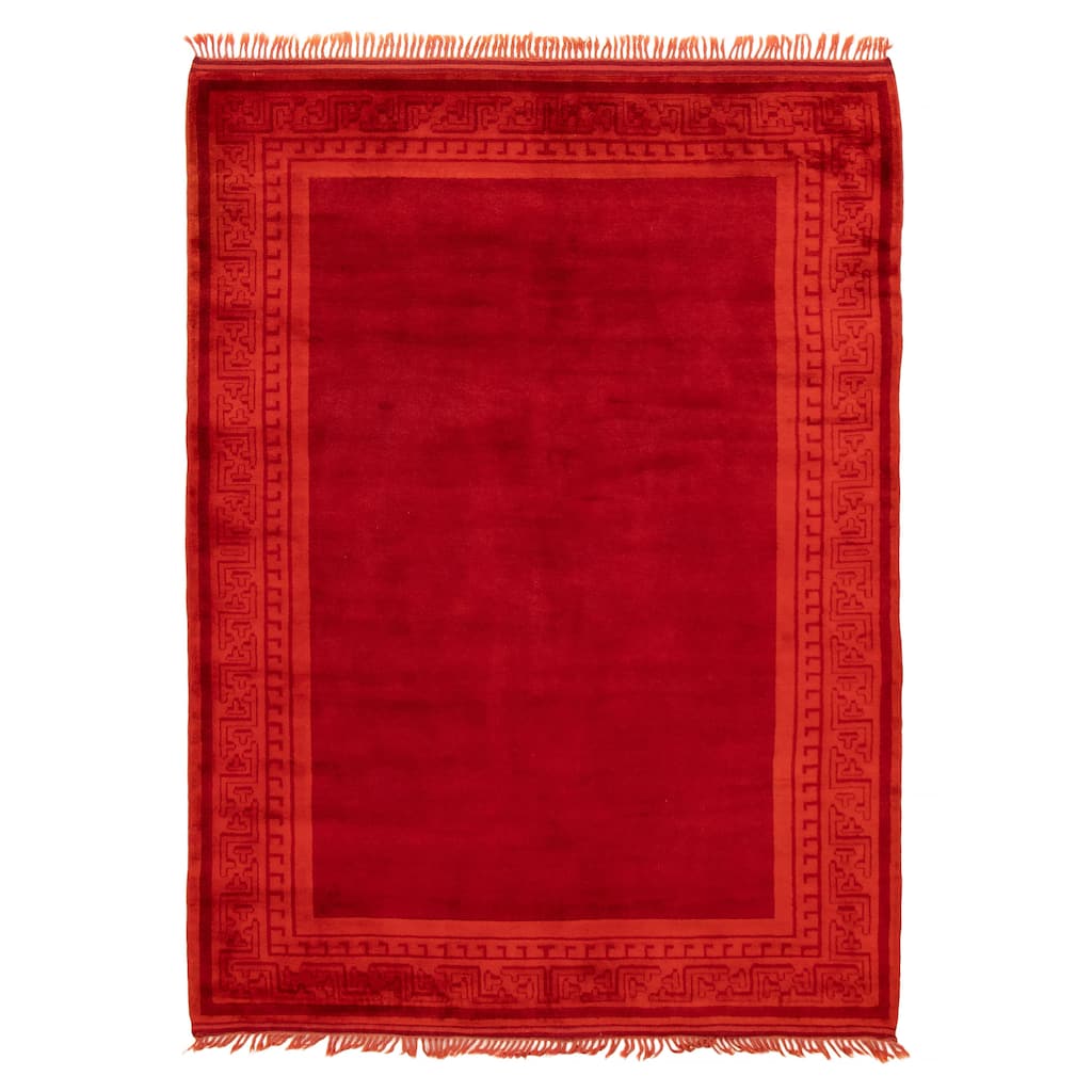 ECARPETGALLERY Hand-knotted Color Transition Dark Red Wool Rug - 5'10 x 7'11