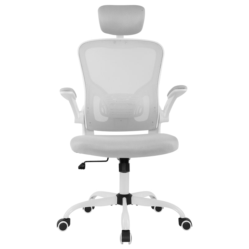 Home Office Chair Mesh Computer Desk Chair High Back Ergonomic Executive Task Chair - Light Grey and White