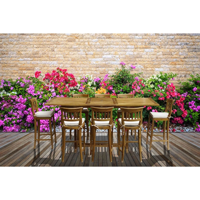 Chic Teak Elzas Rectangular Teak Wood Outdoor Extension Bar Table, 71 to 95 inch (Table Only)