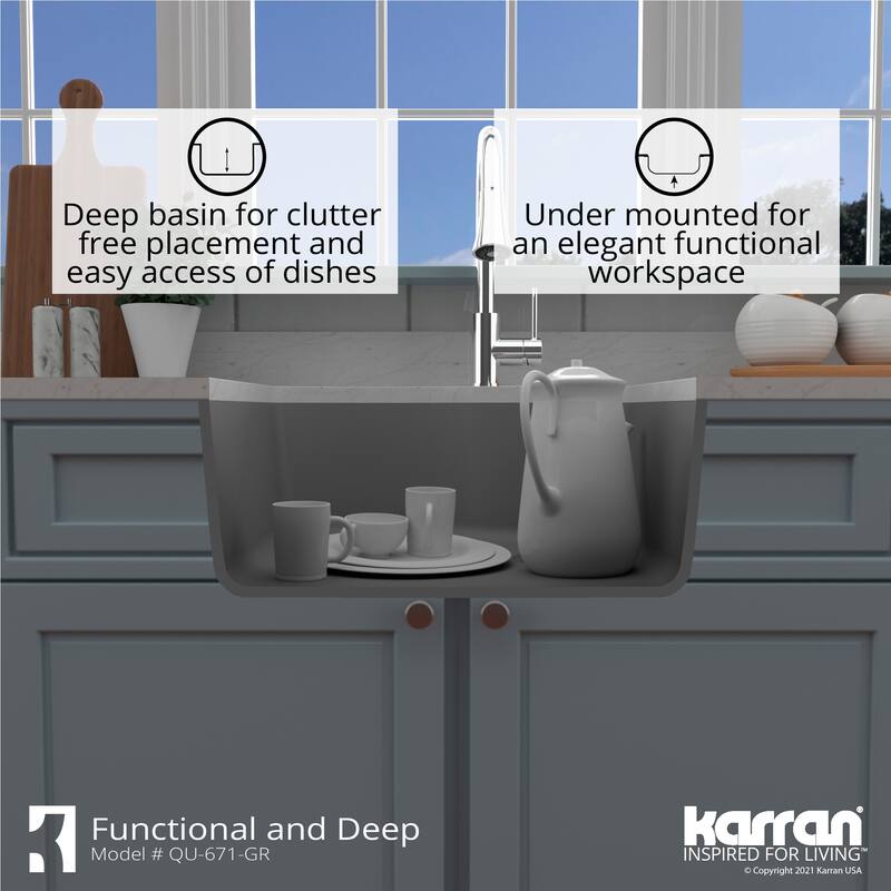 Karran Undermount Quartz 24 in. Single Bowl Kitchen Sink Kit