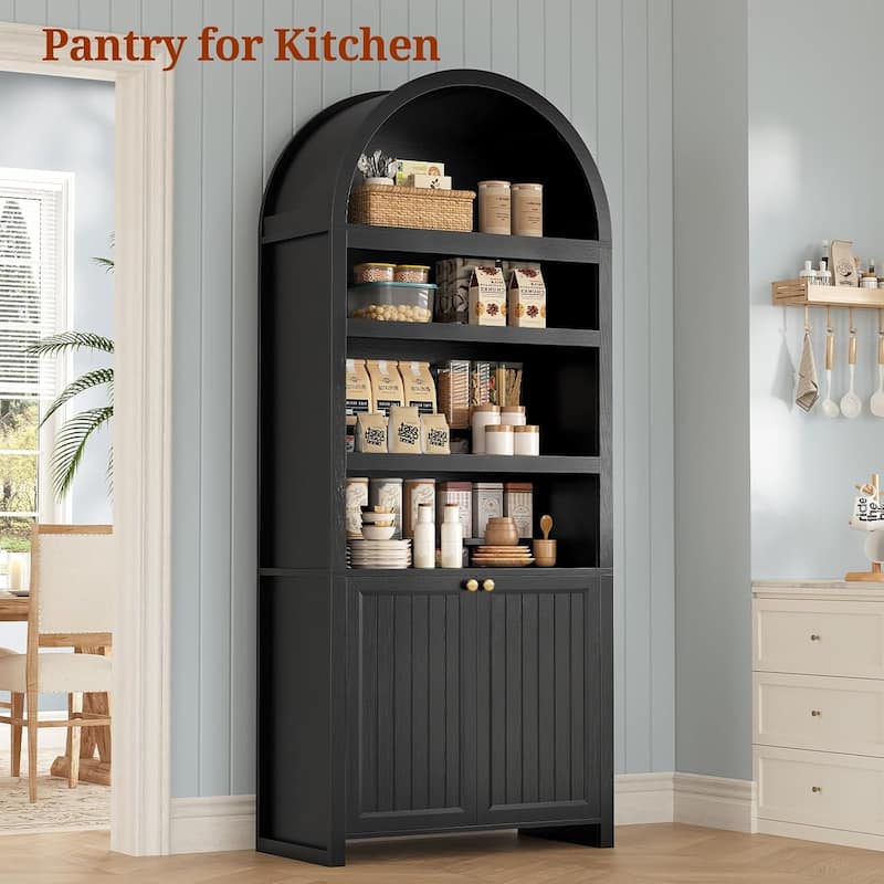Tall Arched Cabinet Bookcase with storage Bookshelf 2 Door