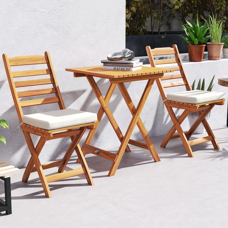 Outdoor Dining Folding Table and Chair Set with Padded Seats - 23" x 16.5" x 34"