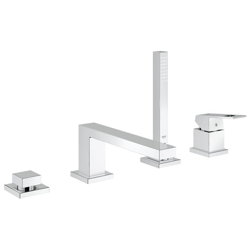 Grohe Eurocube Deck Mounted Roman Tub Filler with Handle and Built-In - Starlight Chrome
