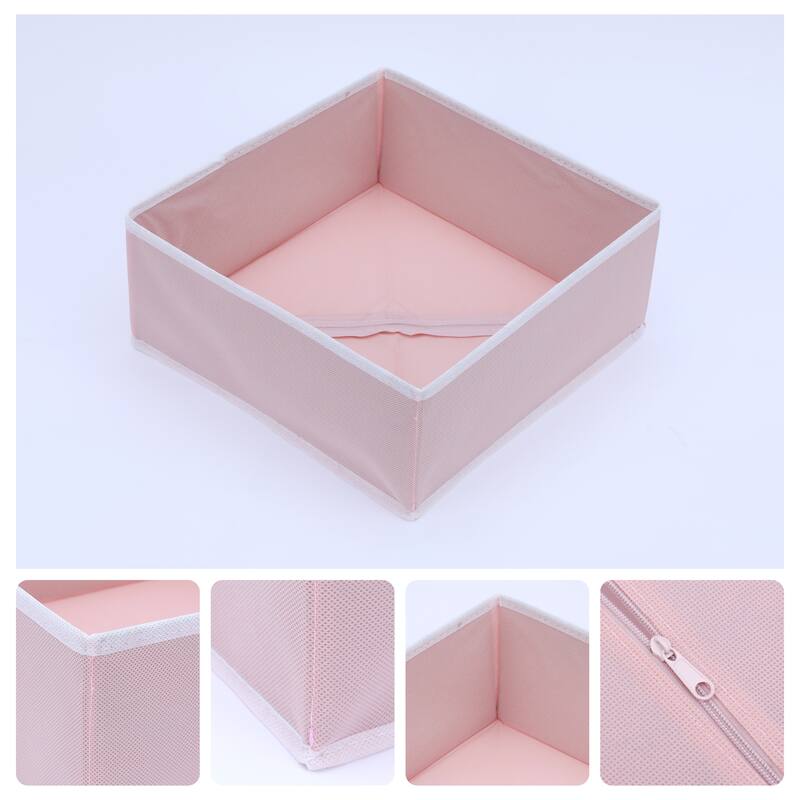 Storage Cube Set of 6, Storage Bin for Shelves Closet, Collapsible Storage Basket for Organizing Clothes Books - 6 Pack - Pink