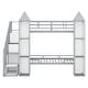 preview thumbnail 9 of 13, Modern Twin over Twin Castle-shaped Bunk Bed with Wardrobe and Multiple Storage for Bedroom
