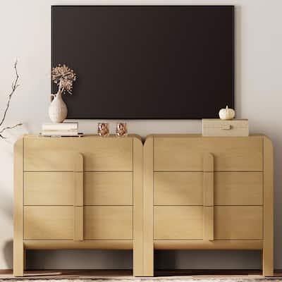 WAMPAT Modern Dresser TV Stand For Tvs Up To 75 Inch, Cruved Entertainment Center, Wood TV Console With Storage For Living Room