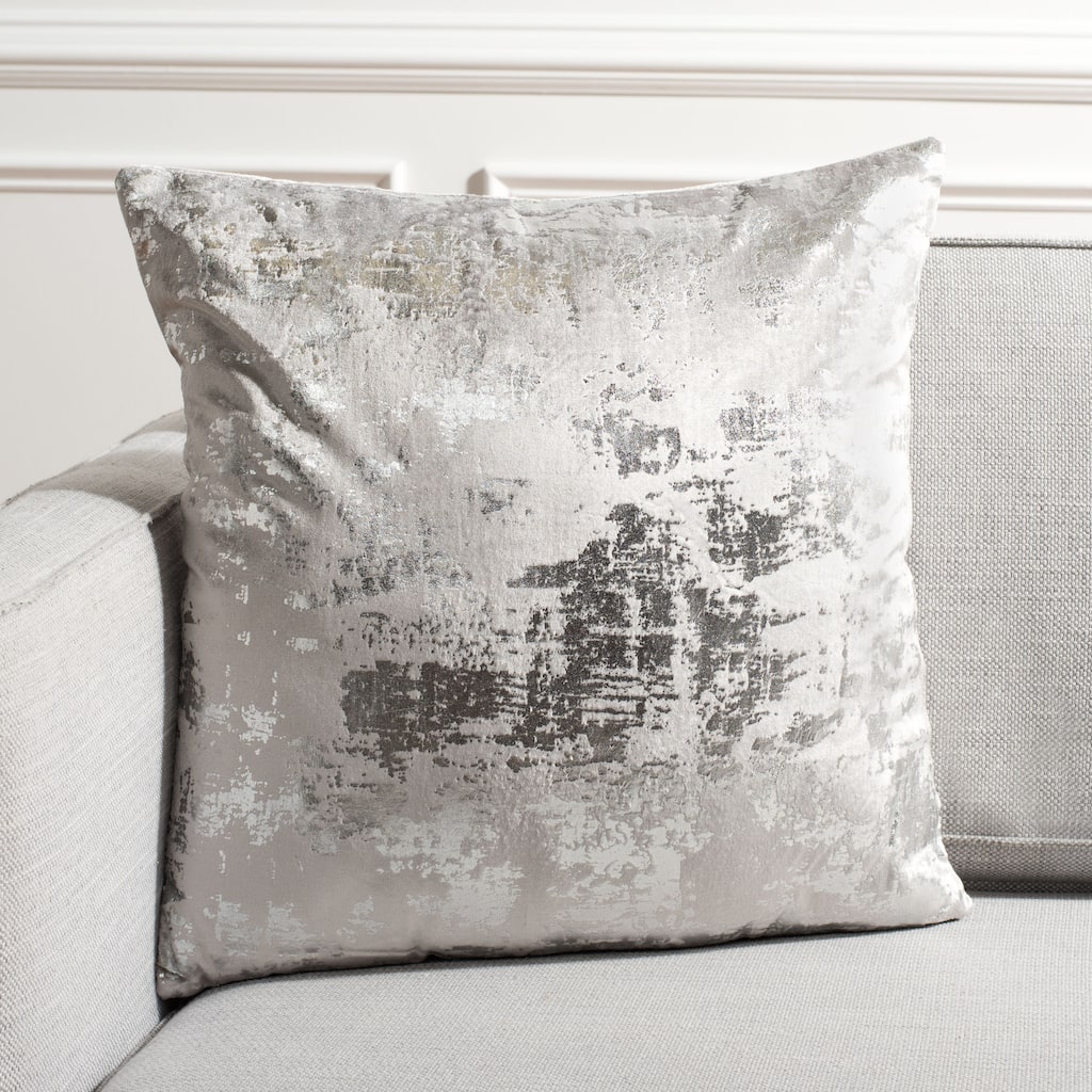 SAFAVIEH Carlijn Metallic Grey/ Silver 20-inch Decorative Pillow