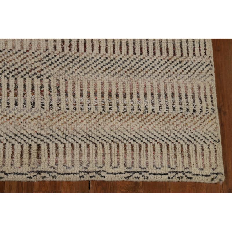 All-Over Geometric Moroccan Oriental Area Rug Handmade Wool Carpet - 4'10" x 7'11"