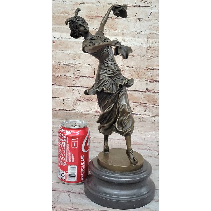 Art Deco Bronze Performer Dancer Girl By Colinet On Marble Base