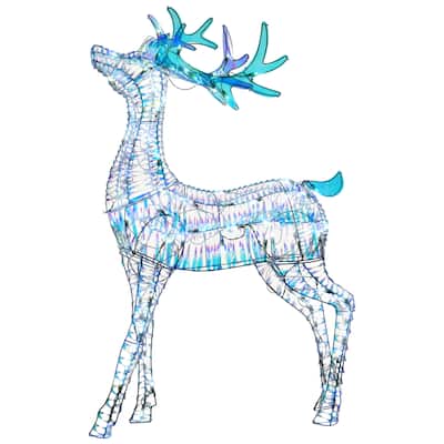 National Tree Company 4 ft. Pre-Lit Iridescent Reindeer - White - 4 ft