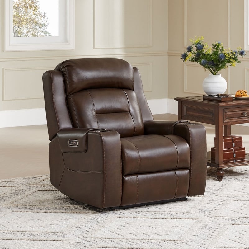 Anya Power Genuine Leather Recliner Chair Lay Flat Recliner