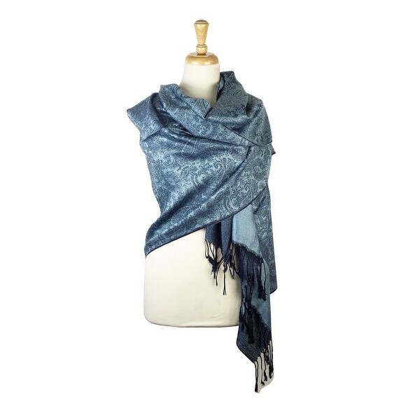 Paisley Jacquard Pashmina Shawl Wrap Scarf Stole - 28" width x 78" length with Fringes