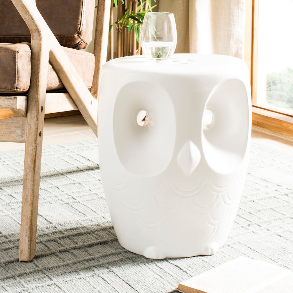 SAFAVIEH Media Owl Indoor / Outdoor Ceramic Decorative Garden Stool