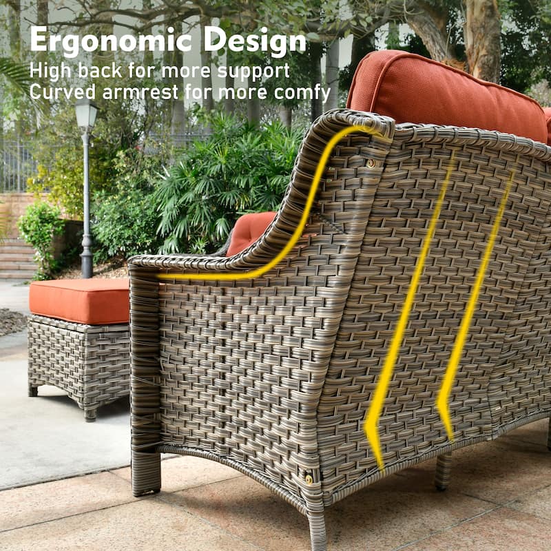 XIZZI 9-piece Outdoor Patio Furniture Conversation Set with Swivel Chair