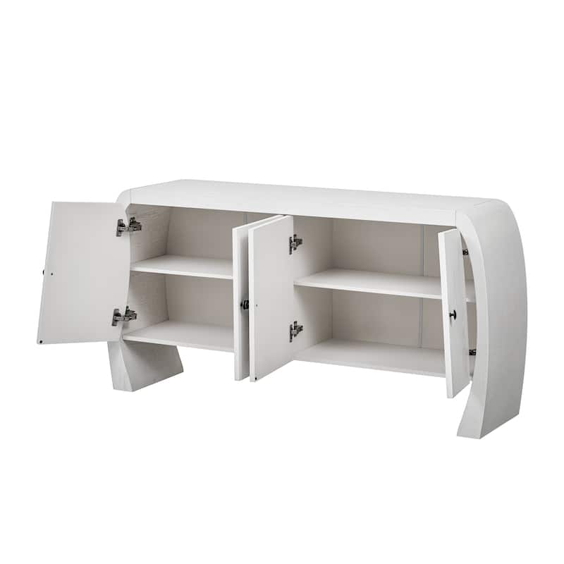 4 Door Wood Storage Cabinet, Buffet Cabinet with Adjustable Shelves, Multi-Functional Entryway Accent Table Cabinet