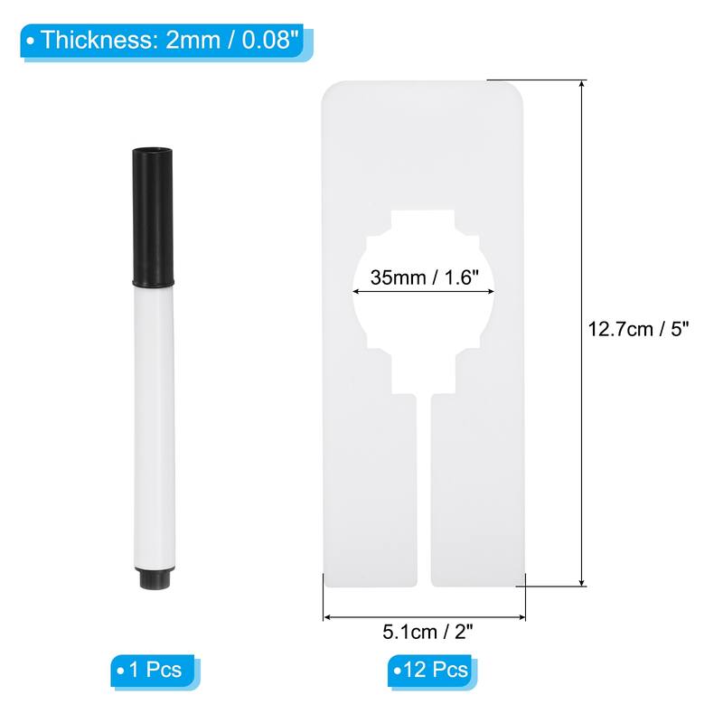 12pcs Clothes Dividers, Clothing Rack Rectangle Dividers w Marker Pen - White