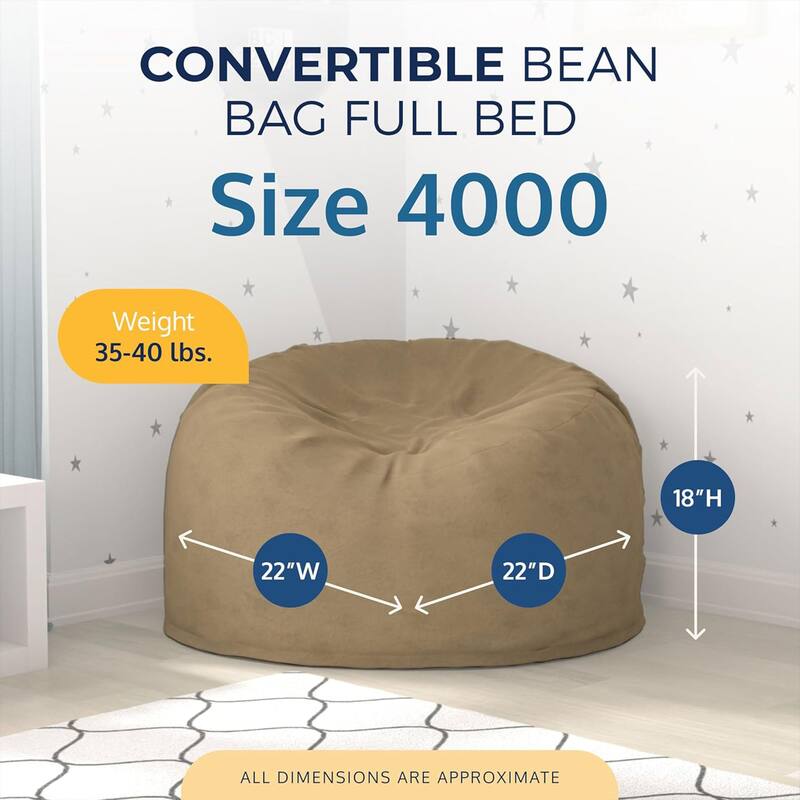Ultimate Sack 4ft Bean Bag Chair and Footstool, Oversized Lounger, Camel Suede