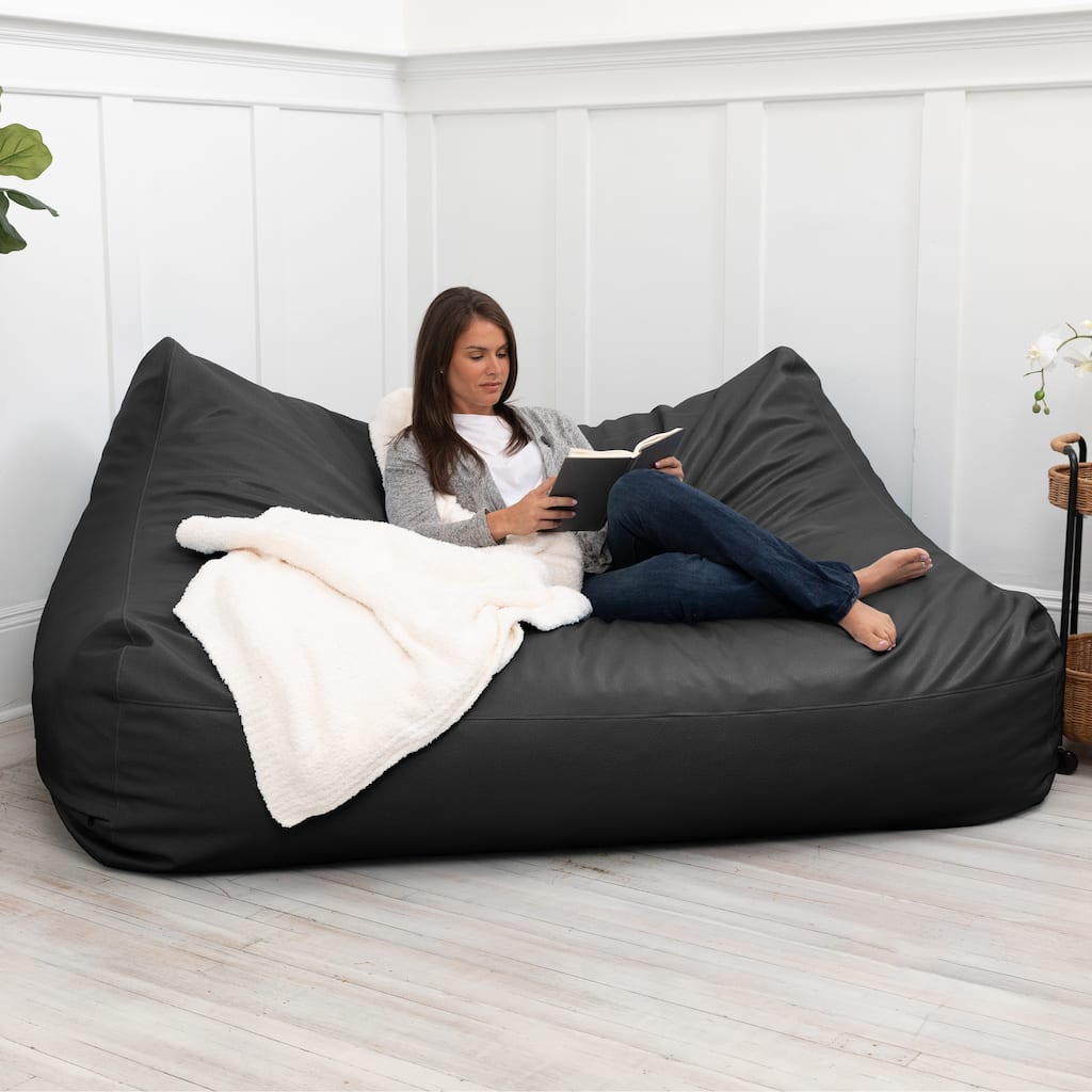 Atrium Collection Lozia Loveseat - Large Bean Bag Sofa for Home Theaters, Offices, Schools & Receptions - Faux Leather - N/A