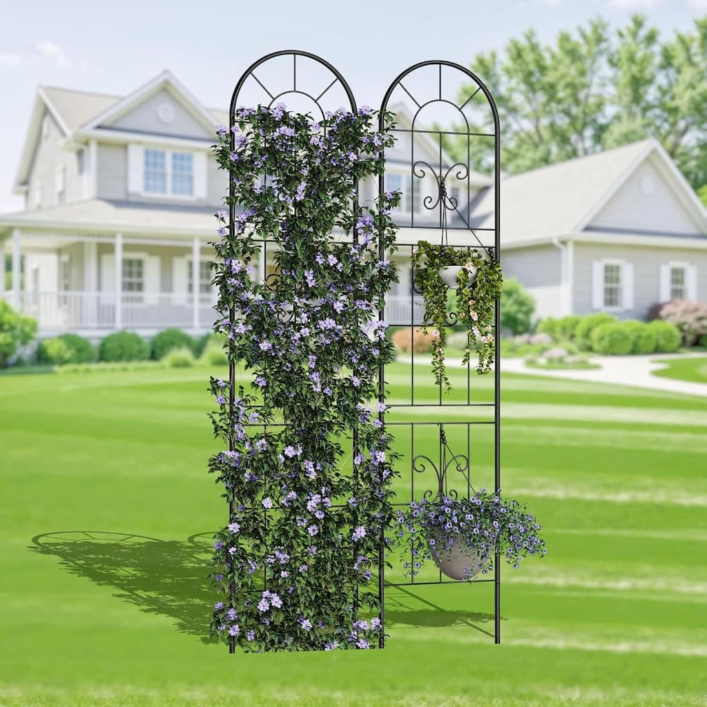 2 pcs Rustproof Garden Fence Panels Outdoor Barrier for Small Yard, Patio Decor & Plant Trellis
