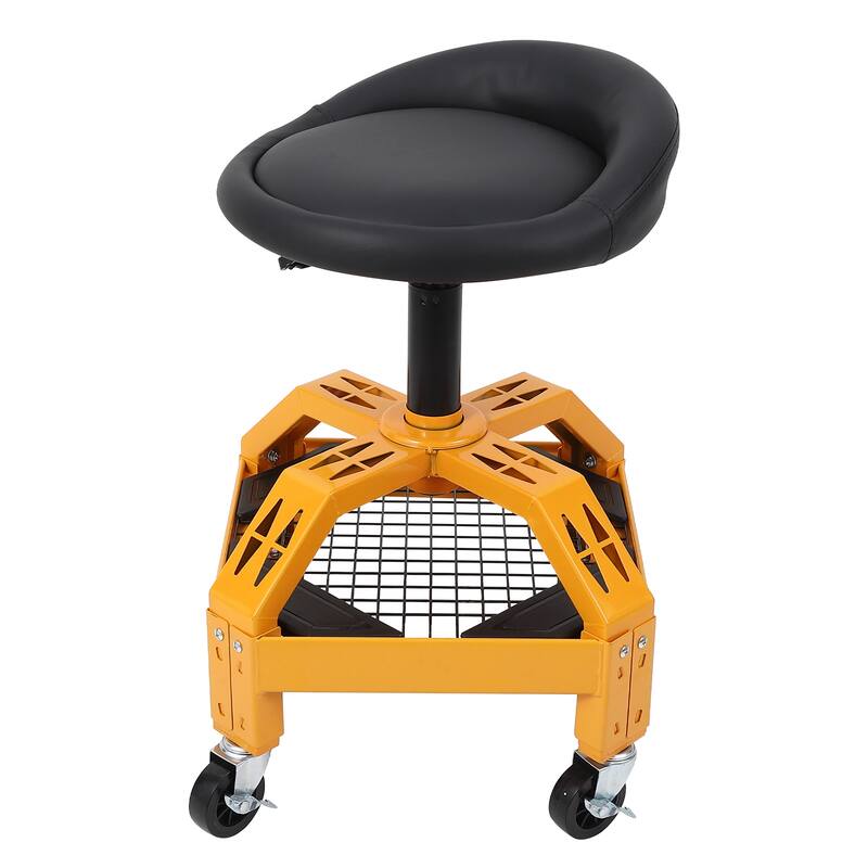 300LBS Mobile Rolling Gear Seat, Rolling Garage Stool - N/A - Yellow