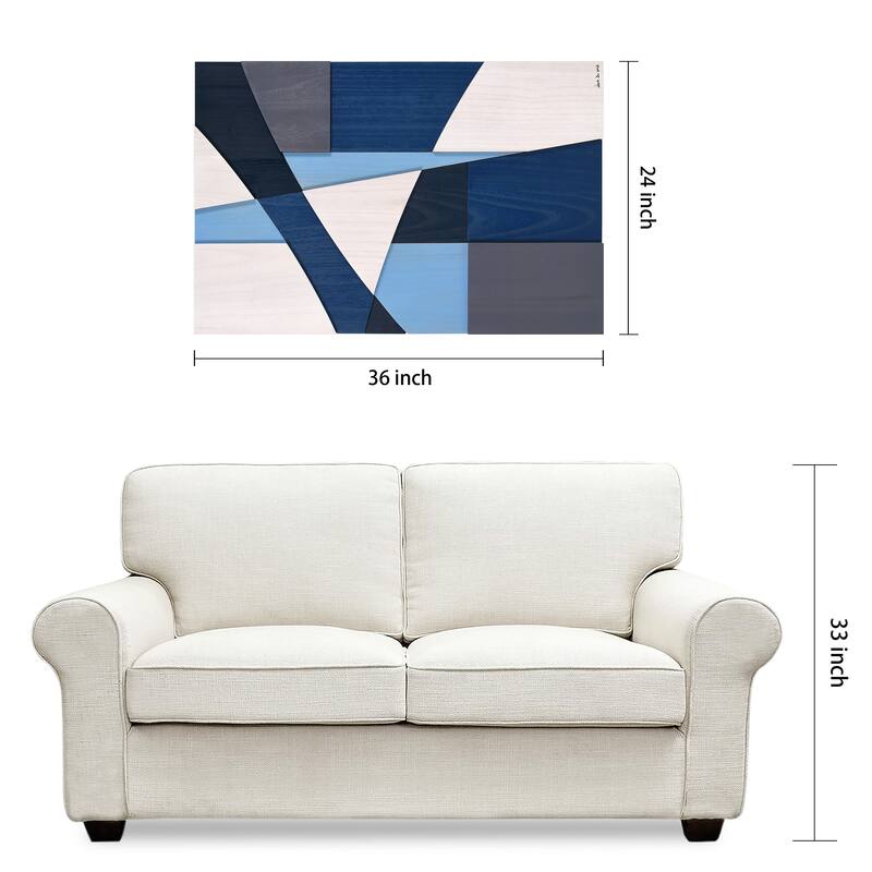 Empire Art Direct Whispers of Blues Hand Made & Hand Finished Solid Wood Abstracts Wall Art