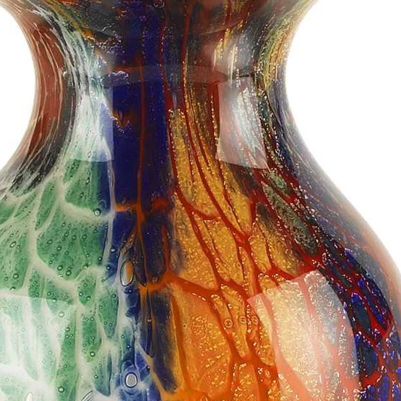 HomeRoots 11" Blue And Yellow Cylinder Crystal Glass Table Vase