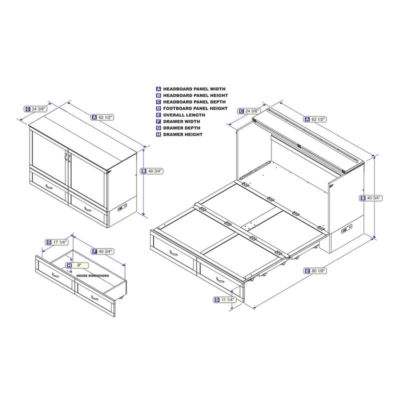 Hamilton Murphy Bed Chest with Storage Drawer and Built-In Charger