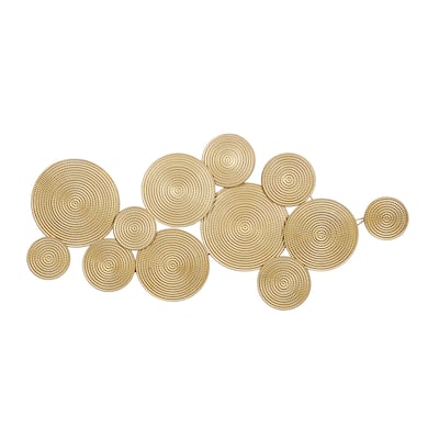 Metal Plate Wall Decor with Textured Circles - Gold or Black - CosmoLiving by Cosmopolitan