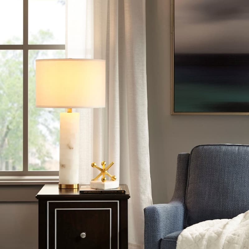 30" Alabaster White Farmhouse Table Lamp