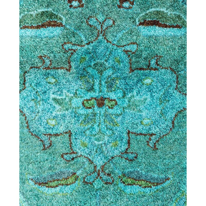 Overdyed One-of-a-Kind Hand-Knotted Area Rug - Green - 2' 7" x 12' 2"